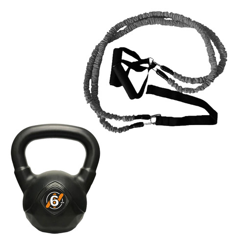 Kit Gym Pesa Rusa Kettlebell 6 Kg + Banda Funcional Fitnesas