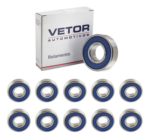 Kit Com 10 Rolamentos Vetor 6202 2rs C3 - 15x35x11mm