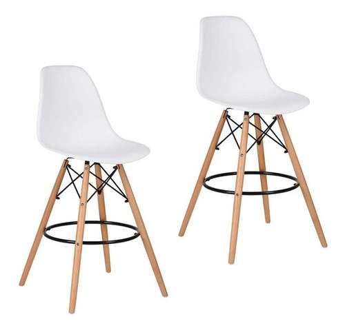 Set De 2 Bancos Silla De Comedor Eames Rico Blanco