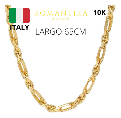 Cadena Milano Figaro Torzal Oro 10k 65cm 8mm Italiano