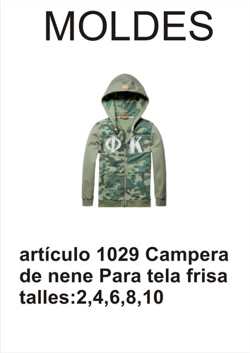 Moldes Patrones, Para Campera De Nene Para Tela Frisa 2,4,6,8,10