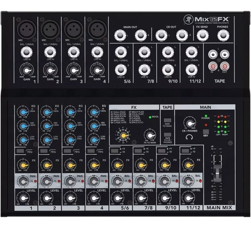 Mesa De Som Mackie Mix12 Fx 12 Canais Com Efeitos Dsp