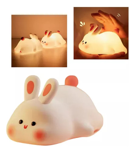 Lámpara De Noche De Silicona Con Sensor Táctil Cute Rabbit