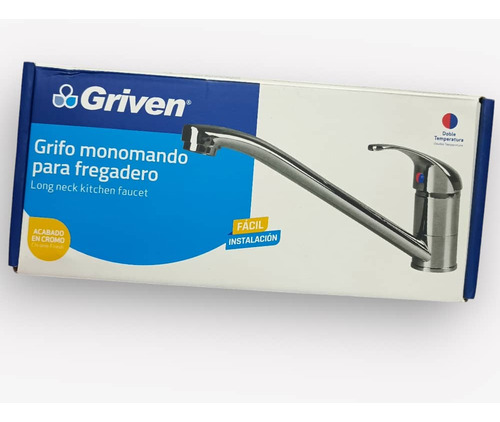 Griferia Monomando P/ Fregadero Acero Inox. Cromado Griven