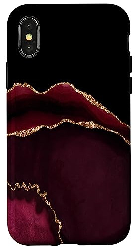 Funda Para iPhone X/xs Negro Morado Vino Rojo Doradoen