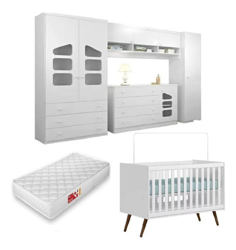 Guarda Roupa+modulo Aéreo + Cômoda+berço E + Colchão