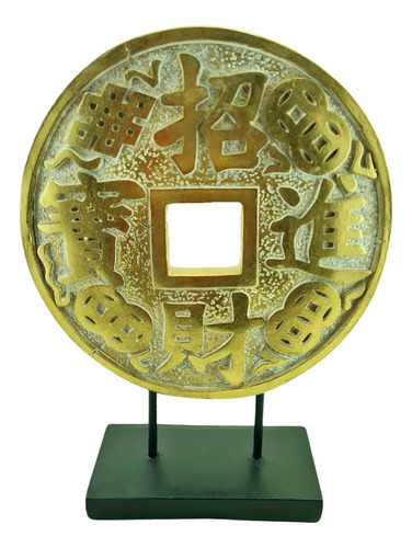 Figura Grande Moneda Fortuna China 39.5cm Escultura  Zn