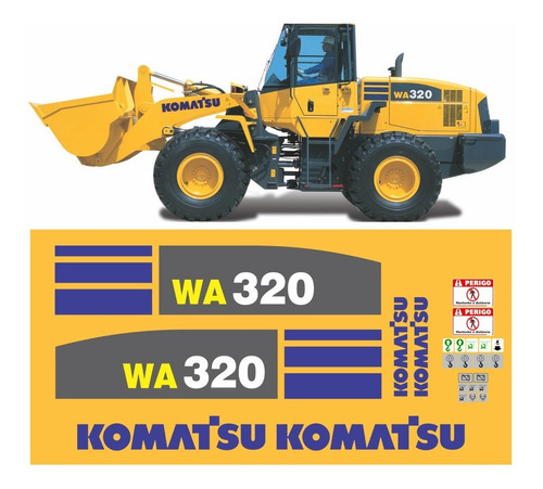 Kit Adesivos Komatsu Wa 320 Wa320 Completo + Etiquetas R439