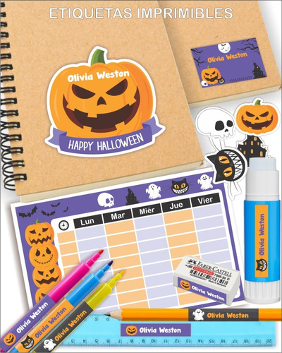 Etiquetas Escolares Imprimibles Halloween