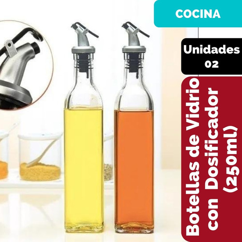 Pack De 2 Botellas De Vidrio 250 Ml Con Válvula Dosificadora