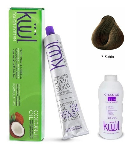 Tinta Kuul Tono N°7 Con Aceite De Coco + Oxidante Activador Tono 7