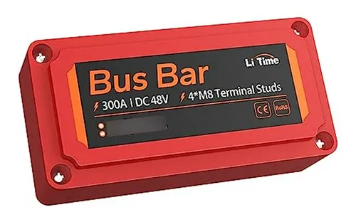 Barra Colectora Litime 300a Roja Con 4 Terminales M8 Para Ba
