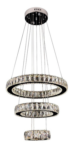 Imagem 10 de 10 de Lustre Pendente Cristal K9 Led 3 Anéis C/ Controle Remoto
