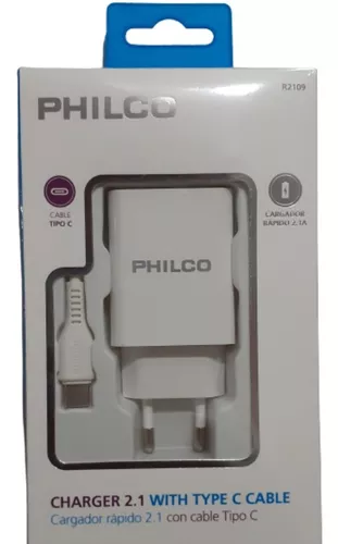 Cargador Doble USB Carga Rápida 2.1A + Cable USB-C Philco® Blanco