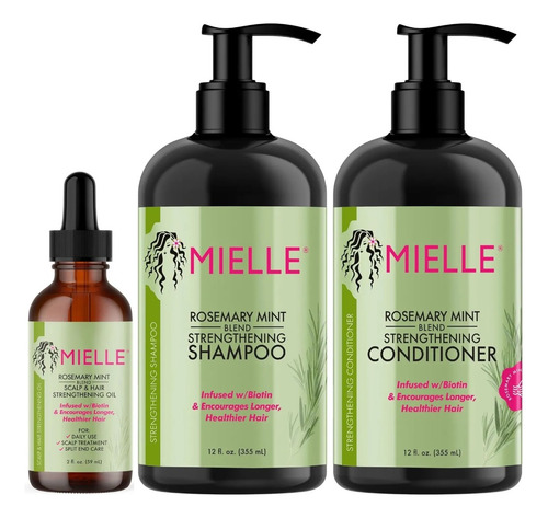 Kit Shampoo Acondicionador Y Aceite De Romero Mielle Organic