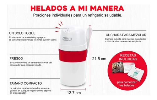 Máquina para helado personal con cuchara Dash color blanco y rojo 127V