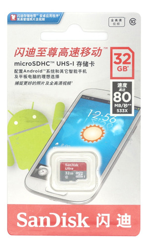 Sandisk Sdsqunc-032g-zn3mn Ultra Cartão De Memória Micro Sdh