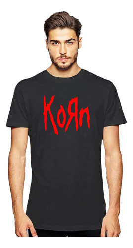 Polera Estampado Banda Rock Korn Logo Hombre / Niño