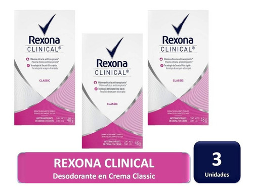 Pack X 3 Desodorante Crema Rexona Clinical Classic 