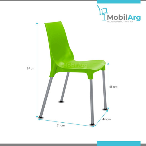 Imagen 3 de 6 de Silla Plastica Lola Patas De Aluminio Inoxidable Para Exterior Casco Inyectado Reforzado - Garantia Oficial