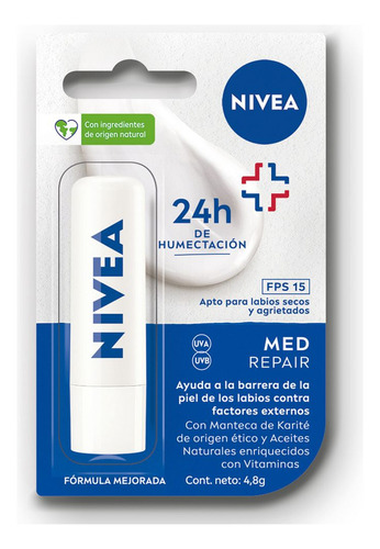 Nivea Protector Labial Humectante Derma Care Fps 15 4,8 Gr