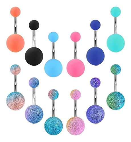 12pcs Belly Button Rings Belly Piercing Hoop Fashion Dangle