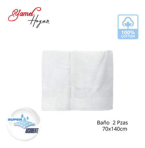 Toalla De Baño 100% Algodón. Lujosa Cenefa. Kit Con 2 Pzas
