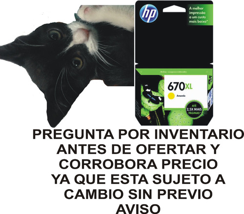 Cartucho Original Hp 670xl Amarillo Cz120al, Sin Facturar