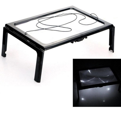 Lupa Rectangular Con 6 Luces Led Con Aumento De 3x