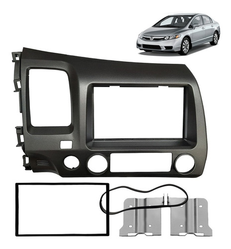 Moldura Dvd 2 Din New Civic 2010 2011 Grafite Importado