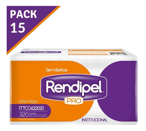 Servilleta Rendipel Institucional Pack X 15 De 320 Und.