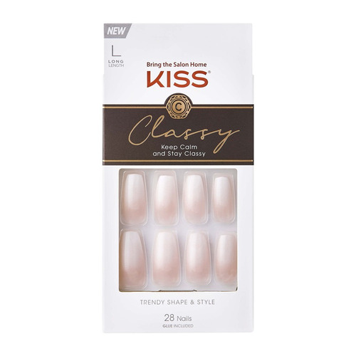 Uñas Postizas Kiss Classy Glue Included Tamaño L X28