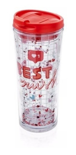 Imagem 2 de 2 de Copo Para Viagem 450ml Com Glitter Romântico - Crush Ludi