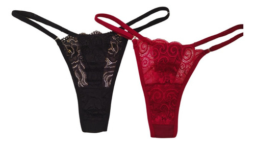 Tanga Hilo Lenceria Panty Brasilera Encaje Pack Por 2 Uni.