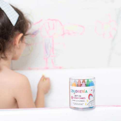 Juego Infantil Crayones Para La Bañera 12 Colores + Esponja