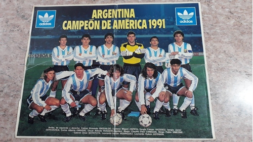 Póster Argentina Campeón De America 1991. Muy Buen Estado.
