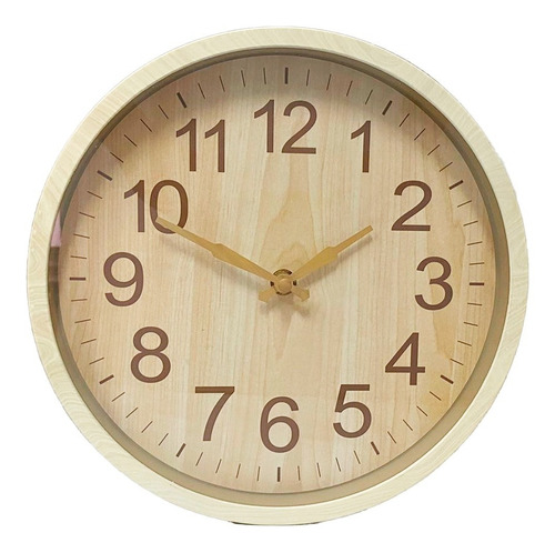 Imagen 1 de 5 de Reloj De Pared Plástico Simil Madera 25 Cm A Pila Agujas
