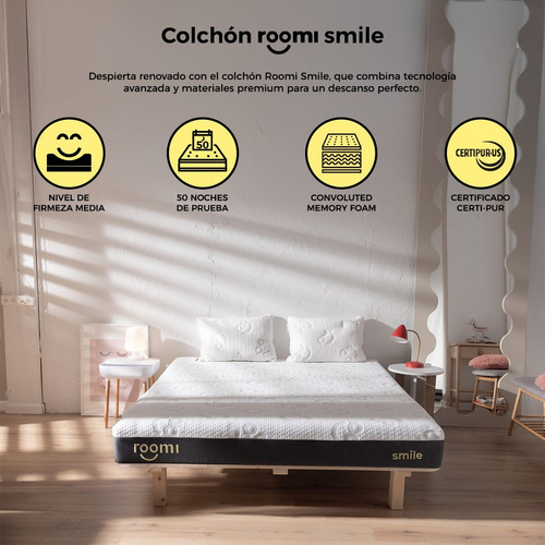 Colchón King Size Roomi Smile + 2 Almohadas Memory Foam