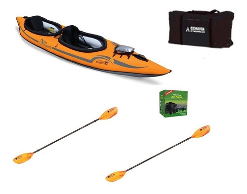 Kayak Inflable Acadia Dragonfly2 +remos + Inflador.2 Puestos