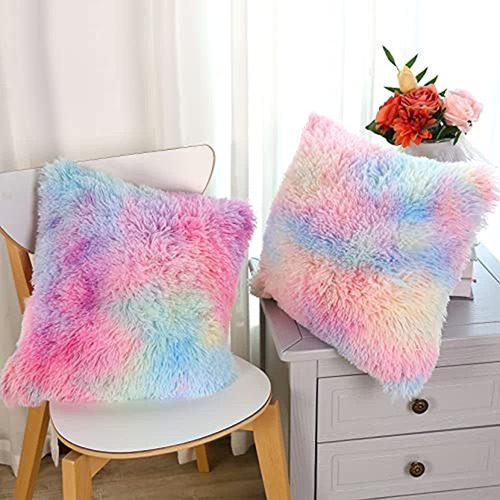 Soft Faux Fur Throw Pillow Covers Paquete De 2 Peach Blush P