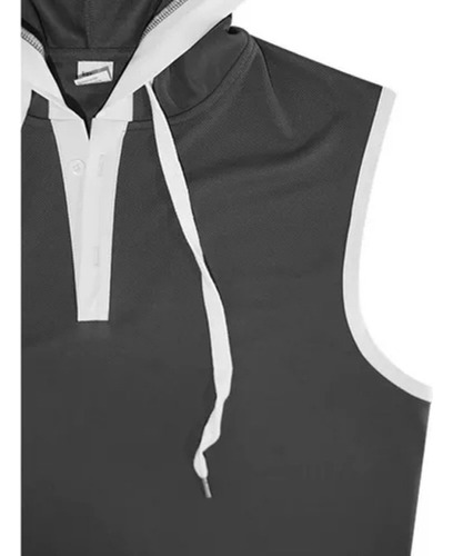 Camiseta Regata Masculina Com Capuz Casual Sem Mangas