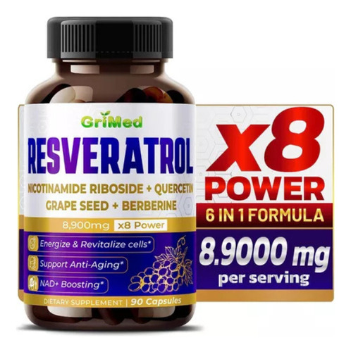 Grimed Resveratrol + Berberina + Nicotinamida Potente Eg R73 Sabor Sin Sabor