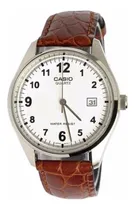 Comprar Reloj Casio Mtp 1175e 7b \u002F Correa Cuero Genuino Color de la correa Marrón Color del bisel Plateado Color del fondo Blanco