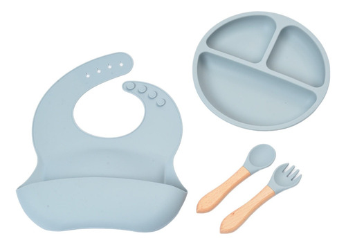 Kit Babador Prato Talheres Silicone Pietra Baby