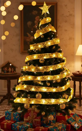 Fita Natalina De Led Brilhante Decoração De Natal Laço Luz