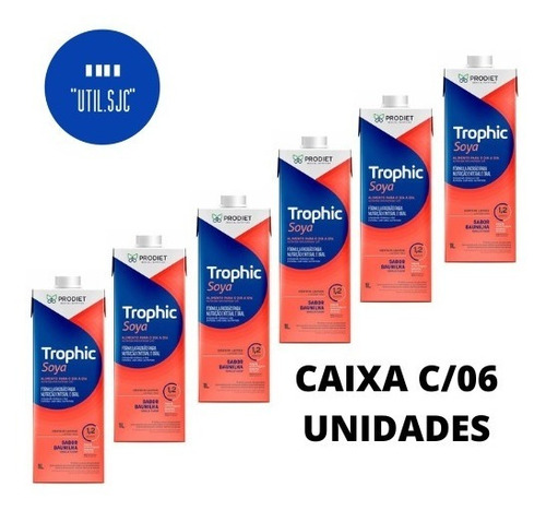 Caixa Com 6 Unidades Trophic Soya 1L Prodiet Sabor Baunilha