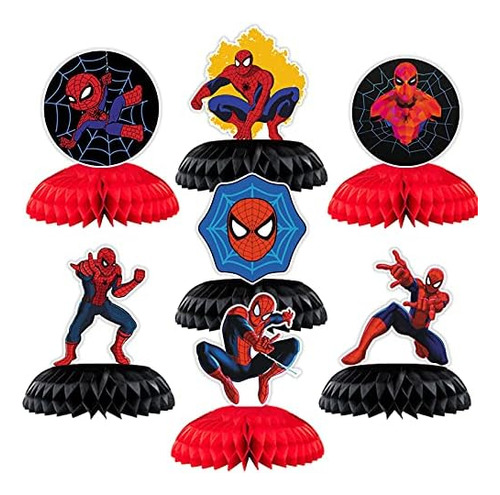 7 Piezas De Spiderman Honeycomb Centro De Mesa Decoraciones 