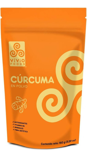 3pz Vivio Foods Cúrcuma En Polvo, Cúrcuma, 150 Gramos