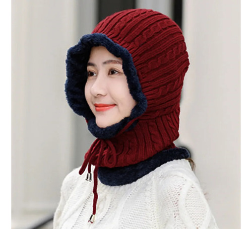 Gorro De Lana Capucha Cuellera Invierno Beanie Pasamontaña