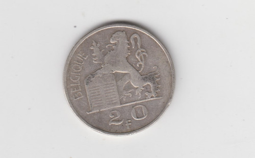 Moneda Belgica 20 Francos  1950  Plata Bueno